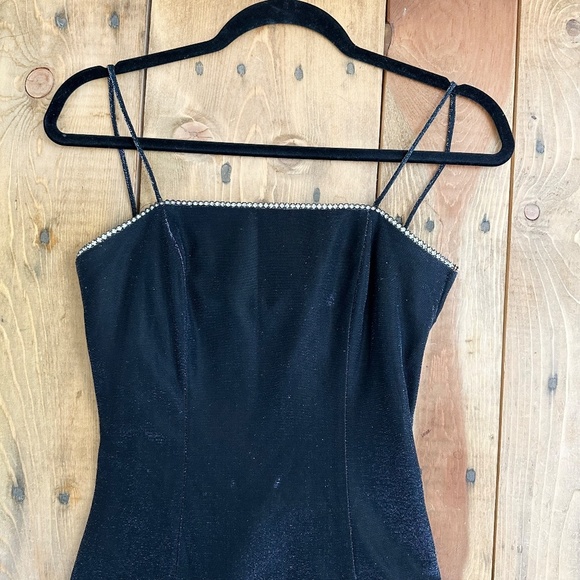 Jump Navy Blue Formal Dress Rhinestones at top Shimmery Starry Night 7/8 Prom‎ - Picture 5 of 8